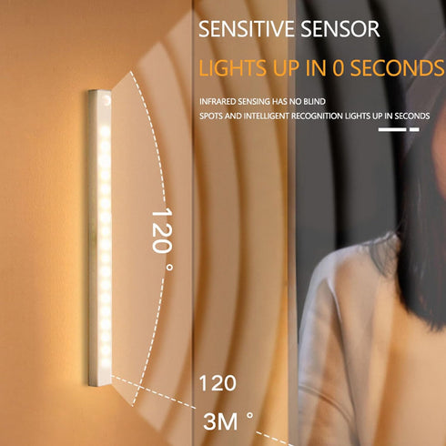 Generic 4 11.8in Closet Counter PCS Punch-Free Smart Sensor Magnetic Rechargeable Led Lights, Motion Sensor Light