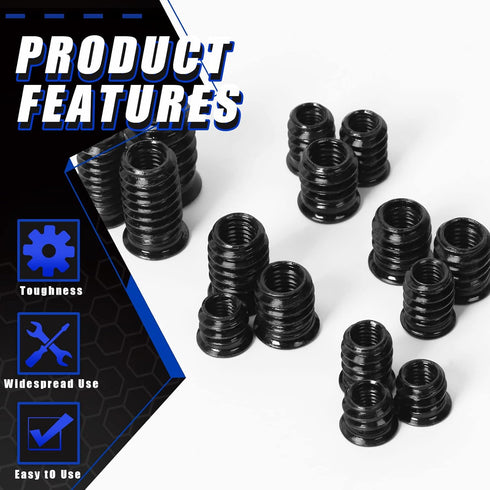 Glarks 208Pcs M6 M8 M10 Threaded Inserts Nuts, Zinc Plated Carbon Steel Hex Socket Drive Furniture Flanged Screw-in Nut