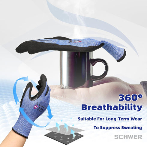 Schwer AIR-SKIN Cut Resistant Gloves AR3900 - Level 5 Lightweight Touch-screen Fit, XL