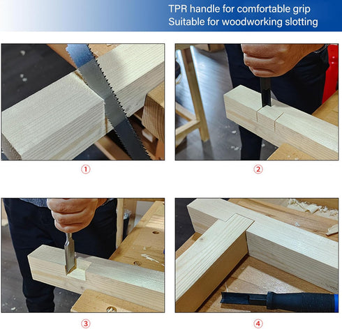 Right Angle Chisel, Squaring Corner Chisel ChromeSteel TPR Handle, Timber Framing Corner Chisel and Quickly Square Up Rounded Corners for Woodworking Slotting Cutting