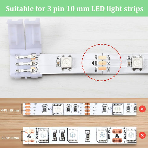 Zelphvt 28 3 10mm Pcs Pin LED Strip Connector L Shape Extension T Shape Solderless LED Light Connectors Adapter Track