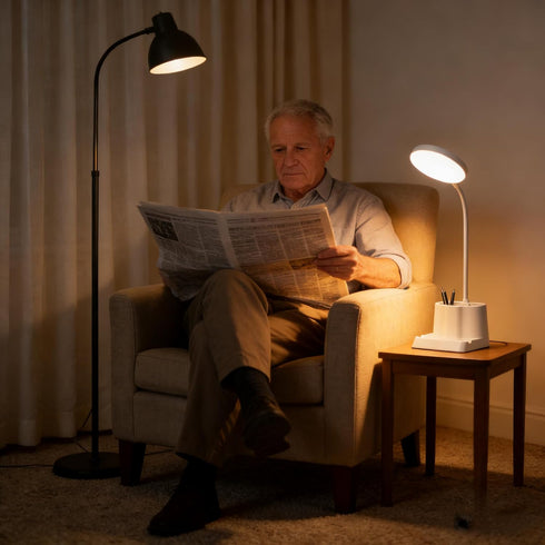360 Dimmable 12 LED Desk Lamp for Home Office, Rotating Gooseneck Small Table Lamp with USB Charging Port, Eye-Care