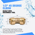 1/2" 45 Degree Elbow U648LF with Disconnect Tool - Lead-Free Brass Coupling Push Fit Fitting for Copper, PEX, CPVC, HDPE and PE-RT - Quick Connect Residential and Commercial Plumbing Tools (pack of 2)