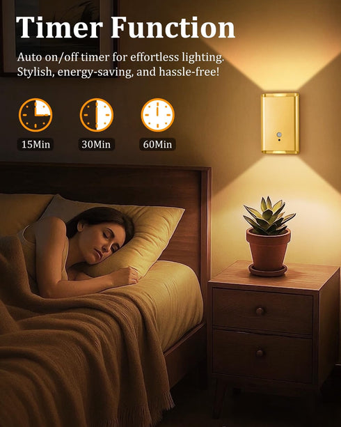 Set 2 1pcs) Fizrice Motion Sensor Wall Lights Gold - Home Decor Light Battery Operated Wall Light Indoor of Magnetic