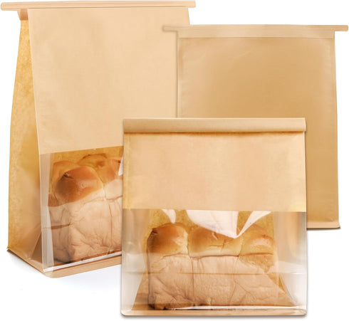 Cegzer 60 Pcs Bread Bags for Homemade Bread, Sourdough Paper With Window, 4.2x8.6x11.3