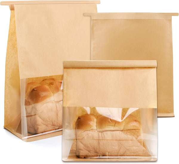 Cegzer 60 Pcs Bread Bags for Homemade Bread, Sourdough Paper With Window, 4.2x8.6x11.3