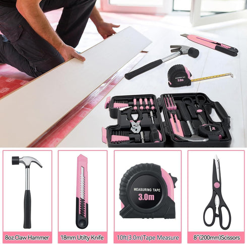 58 Set, Toolbox MARTCOLOR Piece Household Tool General Household Hand Tool Kit with Plastic Storage Case, All Purpose