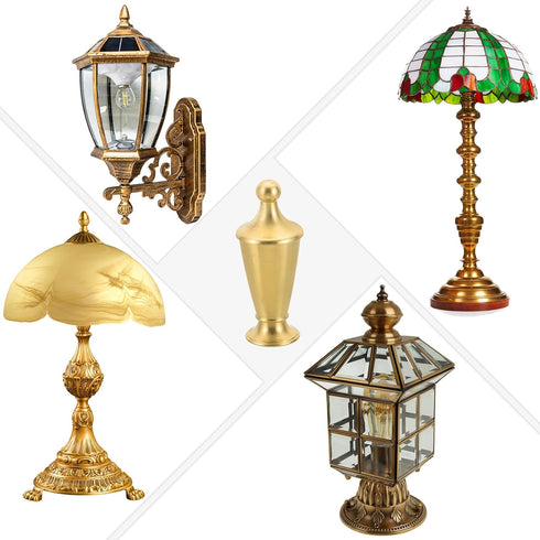 PATIKIL 29.5 72mm 1 Set x Lamp Finials Caps Knob, Solid Brass Lamp Shade Top Decoration Screw Cap Nuts with Brass