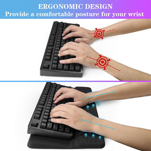 Computer Keyboard Stand with Wrist Rest, Ergonomic Tilted Keyboard Holder - Keyboard Riser with Wrist Pad - Keyboard
