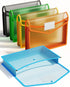 ThinkTex Plastic Expanding File Folder, Transparent Envelopes with Snap Closure, No Dividers, Assorted Colors, 5 Packs