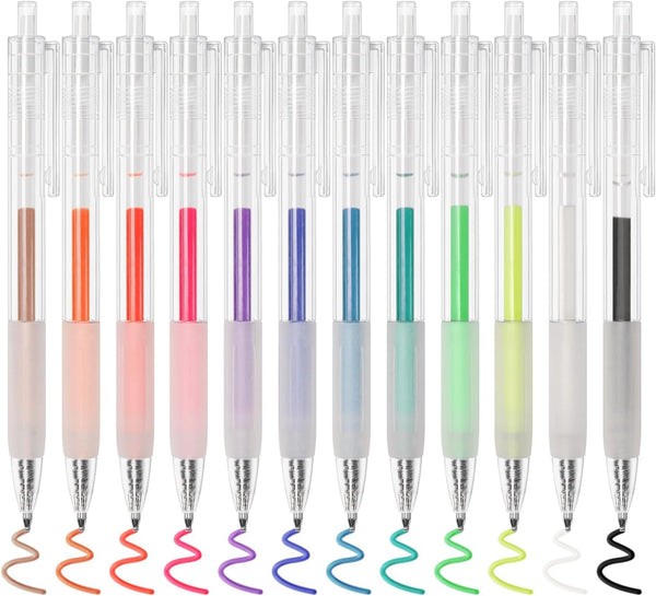 Kaluofan 12 Colors Gel Pens, Opaque Gelly Roll Pens Bulk, Cute and Creative