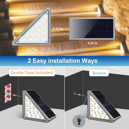 IP65 3000K 6 Pack Solar Step Light Outdoor Stair Lights, Deck Lights Outdoor Powered Waterproof, Warm White Solar