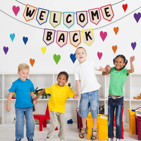 Mixweer 61 Pcs Welcome Back Banner, Boho Bulletin Board Set for Classroom Borders and First Day of School Decor