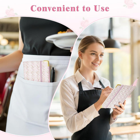 Server Book, Waitress Book with Zipper Pocket, Cute Server Books for Waitress with Pen Holder, Leather Serving Books