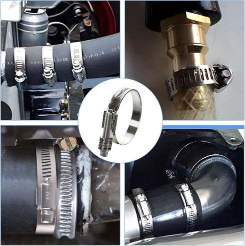 2 Pack Heavy Duty Worm Hose Clamp, Adjustable Range 1"-1 3/4" (25-45mm), 304 Stainless Steel