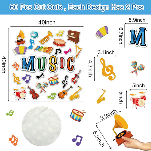 Music Cutouts Music Notes Classroom Bulletin Board Decorations Music Party Themed Birthday Party Supplies for Toddler Kids Students Classroom by party greeting