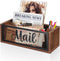 Mail Organizer with 2 Slots, Wood Mail Basket Sorter for Wall Table Countertop, Bill Envelope Letter Holder for Home
