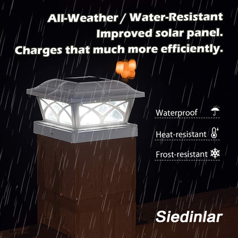 2 8 4x4 5x5 6x6 (1 Pack) SIEDiNLAR Solar Post Cap Lights Outdoor Glass Color Modes LEDs for Posts Fence Deck Patio