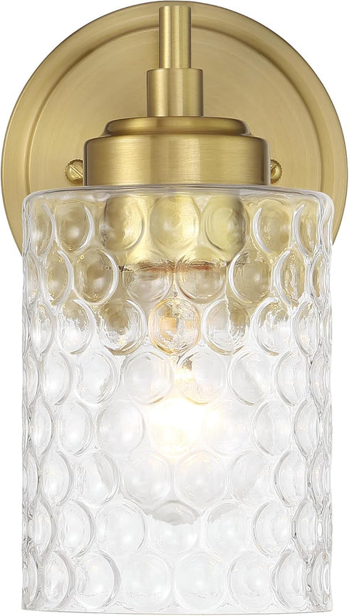1 10 Craftmade - Claire Light in. Satin Brass Finish Wall Sconce with Clear Bubble Glass