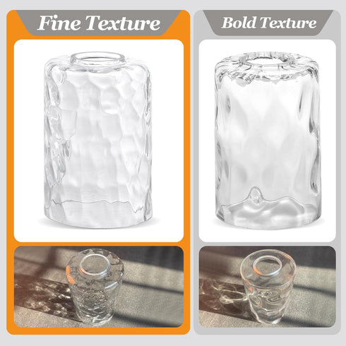 Hammered 1 Pack 1-5/8 Inch Fine Glass Lamp Shade Replacement Fitter Water Ripple Cylinder Design Cover for Pendant