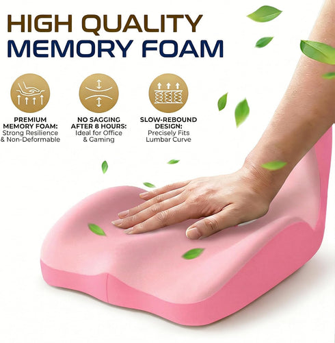 Generic Tailbone Ergonomic Seat Memory Foam Support Cushion for Back, Car Seat Back Support Cushion for Sciatica Pain