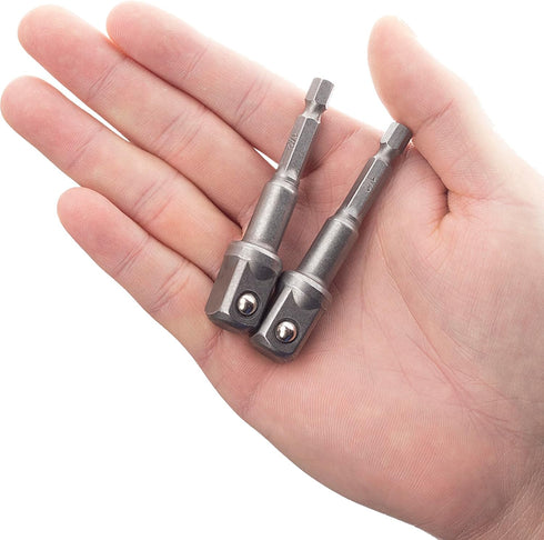 OIIKI 2 Pack 1/4 inch Square Socket Adapter Bit Set, Hex Impact Driver Power Bits for Automotive DIY
