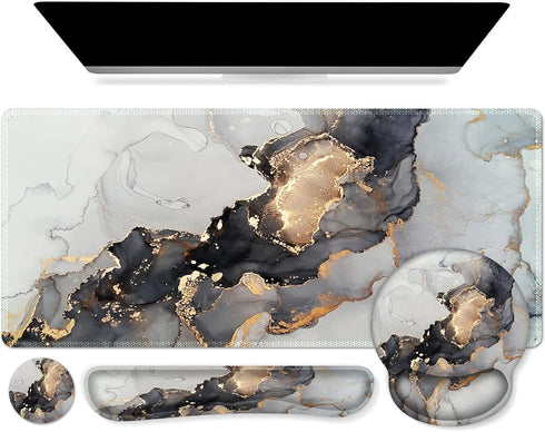 iCasso Desk Mat, Gaming Mouse Pad Wrist Support Set,4in1 XXL Large Mousepad +