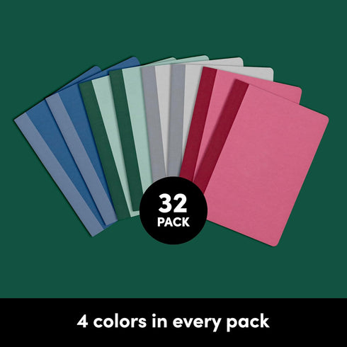 PAPERAGE Small Composition Notebook Journals, 32-Pack, 60 Pages, 4 Color Covers, 5.75 in x 8 in