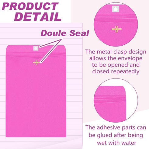 Geyee 100 Pcs Gummed Mailing Envelopes, Manilla Envelopes for Storing or Mailing (Rose Pink, 10 x 13 Inch)
