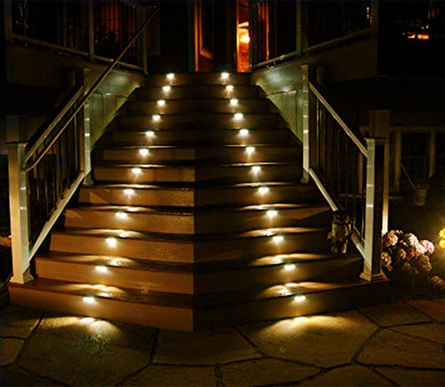 Pack 6 Solar Lights Outdoor Waterproof Deck Light, Solar Stair Lights Outside LED Step Lighting Stainless Steel