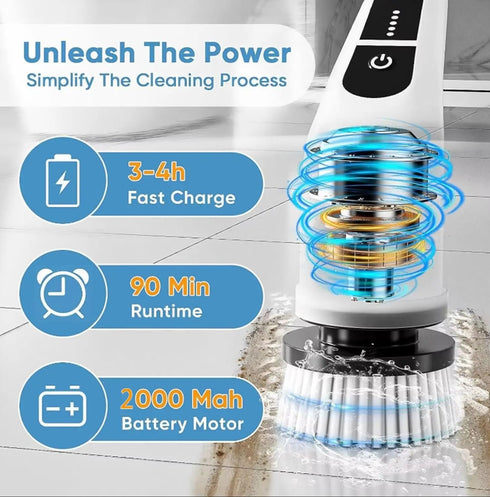 Generic 7-in-1 2 7 Electric Spin Scrubber with Long Extension Handle, Cordless Cleaning Brush with Speeds, Power