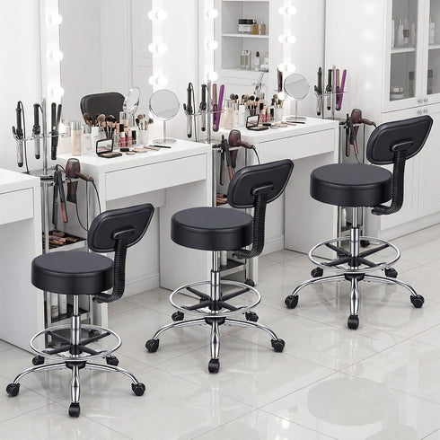 sexaoalx 360 Counter Drafting Chair with Back Height Adjustable Office Desk Stool with Foot Rest Round Rolling Stool