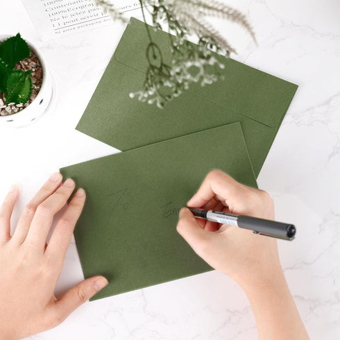 Granhoolm 50 Pack 5x7 Sage Green A7 Envelopes, 5.25 x 7.25 Inch, Self Seal, Gift Card Envelopes