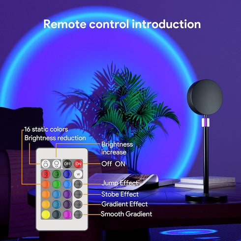 Bavcieu Sunset 360 4 Setting Lamp Projection Led Lights with Remote, Multicolor Night Light Rotation Rainbow Lights