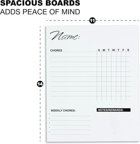 Dry Erase Chore Chart for Kids, Set of 3 (11x14 Inch) Magnetic Responsibility Chart with 3 Dry Erase Markers