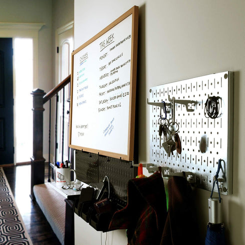 Pegboard Wall Organizer Tiles, Wall Control Modular Galvanized Steel Tiling Set, Four 12-Inch x 16-Inch Panels