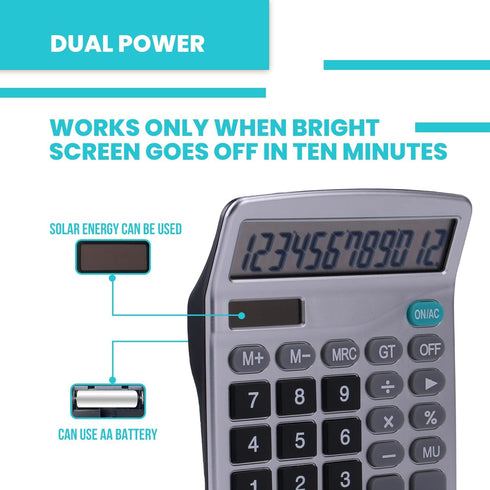 LICHAMP Desk Calculators, Big Buttons, Large Display, 12 Digit Solar Power Office Calculator (4 Packs Included)