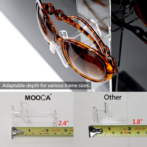 MOOCA Acrylic 5 Tier Slatwall & Wall-mounted Sunglasses Holder Organizer for Eyeglasses and Optical Glasses