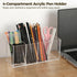 Toyosport 2 4-Compartment Pcs Acrylic Pen Holders, Clear Plastic Pencil Holders, Desktop Stationery Organizers