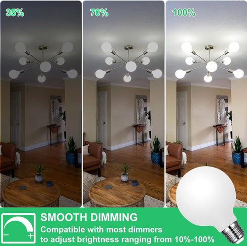 G25 Bulbs 6W 60W, 6 Pack G25 5000k dimmable 450LM, E26 g25 Bulbs Vinaco Milky Frosted Glass led Light Equal No Flicker