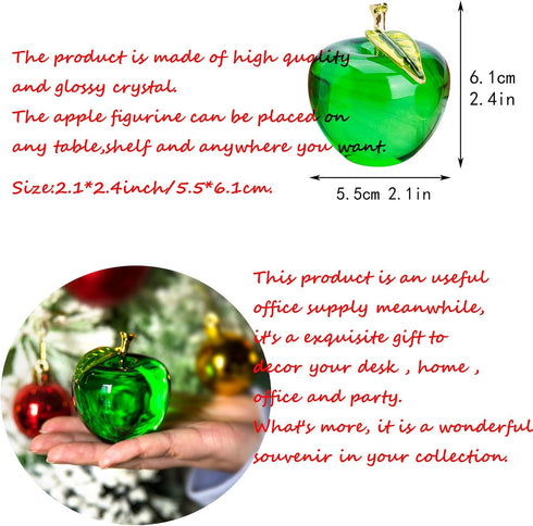 H&D Glaze Crystal Apple Paperweight Craft Decoration, Green