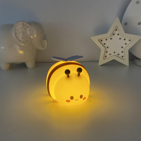 Dimmable Cute Bee Night Light Silicone Rechargeable Touch-Controlled RGB Lamp with Adjustable Brightness & Multiple