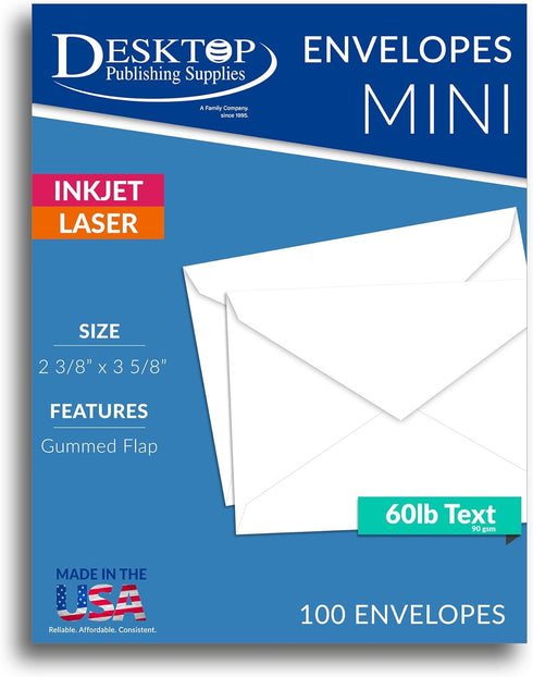 Desktop Publishing Supplies White Florist Size Envelopes, 100 Pack