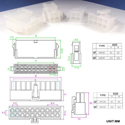 Gikfun 4.2mm 18-24 AWG Wire Connectors Housing Terminal, Male & Female Plug Housing and Pin Header Crimp Wire Terminals Connector Assortment Kit EK8480