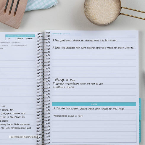 Erin Condren Spiral Coiled Recipe Prompted Notebook: Metallic Wet-Erase Cover with 160 Pages
