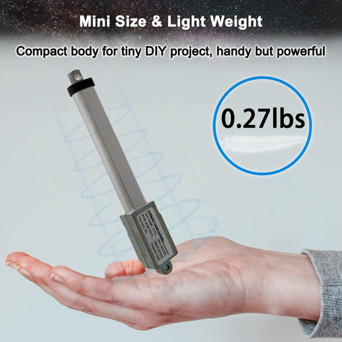 4" 12V 32N/7.2lb 1.2"/sec UYGALAXY Stroke Micro Electric Linear Actuator - Speed Mini Waterproof Metal Mini Motion