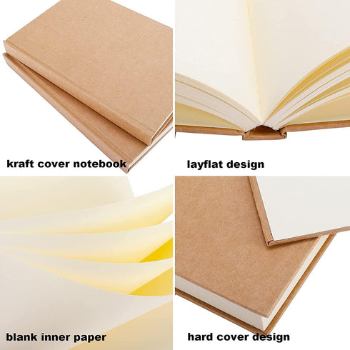 EOOUT 3pcs Blank Notebook, 120 Sheets Hardcover Sketchbook, 100gsm Paper, 5.6 x 8.2in Journal for Drawing, Art,