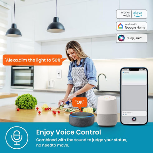 Dimmer 3Way Dimmer 2024 Milfra Smart Switch Digital Display Single-Pole Smart Switch New ModelWorks with Siri, Alexa