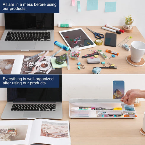 Small Glass Desktop Whiteboard, Dry-Erase Board with Aromatherapy and Desk Organizers for Office