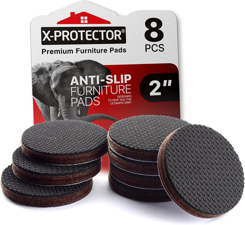 X-PROTECTOR Non Slip Furniture Pads, 8 pcs Premium Grippers, Self-Adhesive Rubber Feet